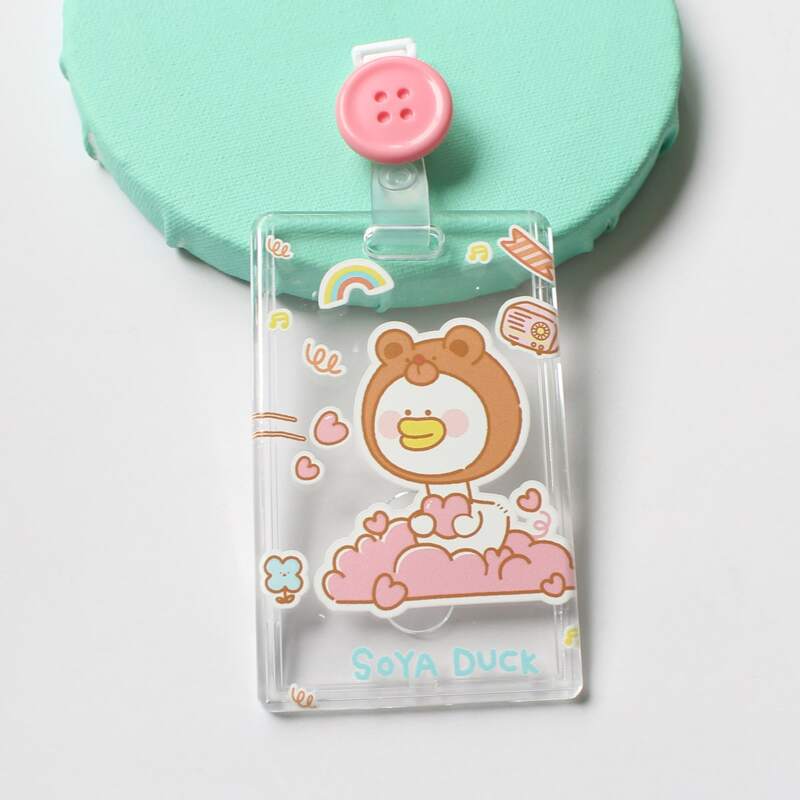 

1pc Cartoon Graphic ID Card Cover, Pink