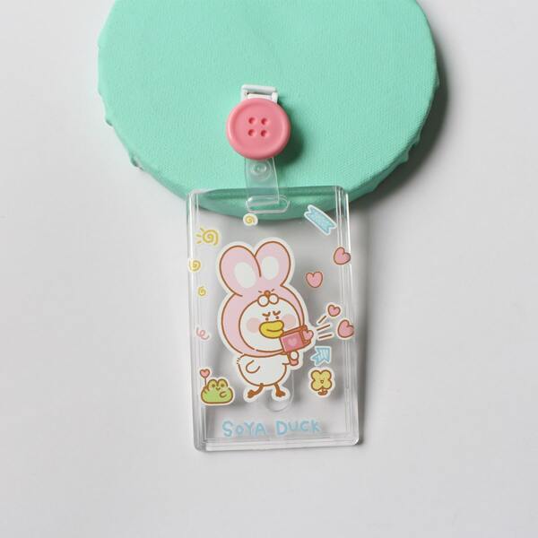 

1pc Cartoon Graphic ID Card Cover, Pink