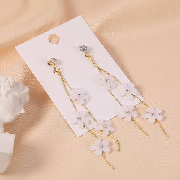 

Flower Drop Earrings, Gold