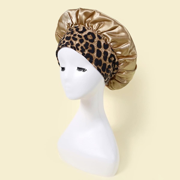 

Leopard Print Hair Bonnet, Khaki