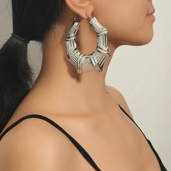 

Textured Metal Earrings, Silver