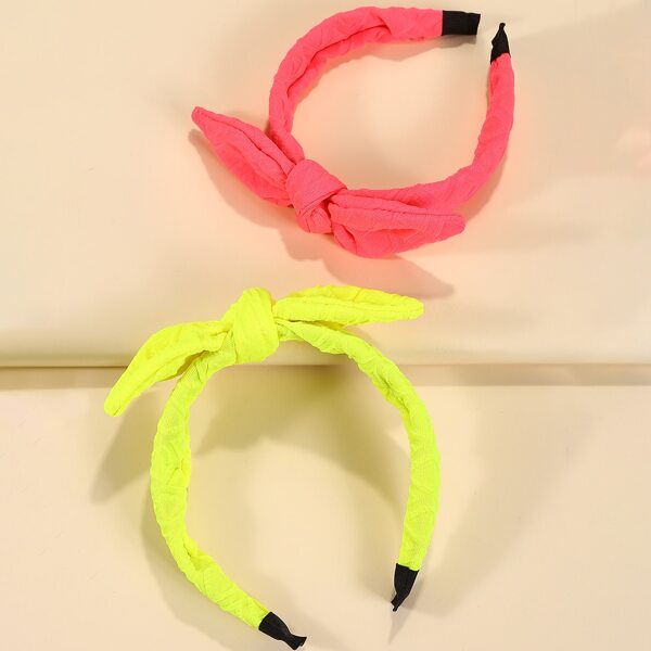 

2pcs Bow Decor Solid Headband, Multicolor