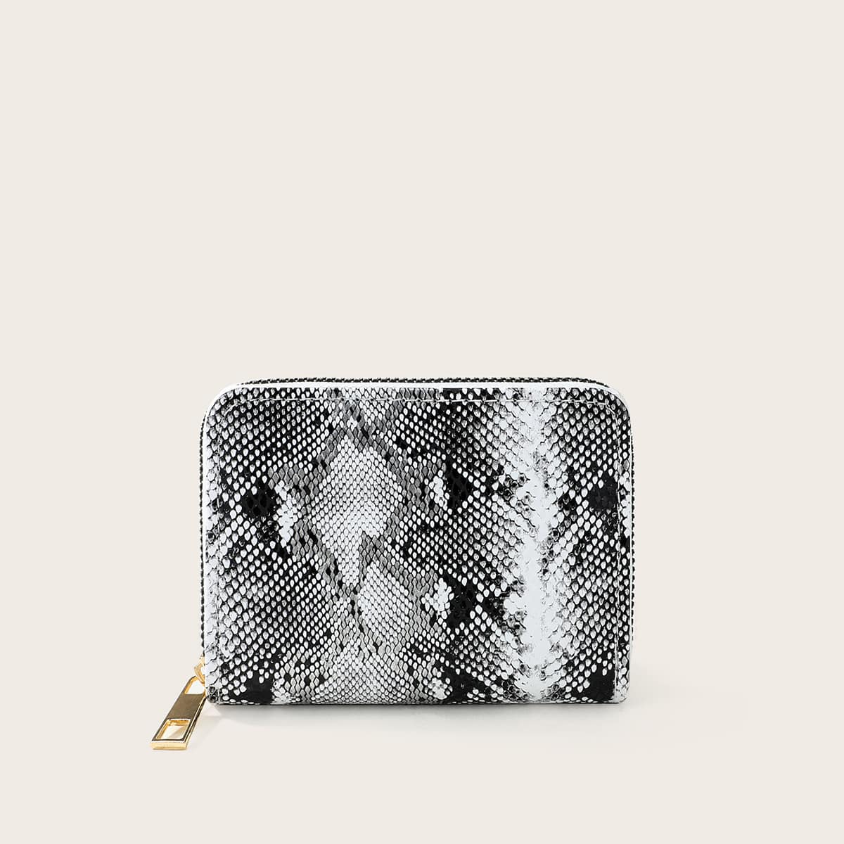 

Snakeskin Print Small Wallet, White