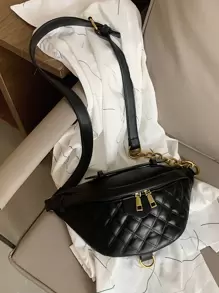 Túi đeo ngực đa năng phong cách mới Quà tặng Giáng sinh Túi đeo hông dày nhiều họa tiết Túi đeo vai phong cách Punk Túi đeo chéo cho nữ - màu đen - Xem 2