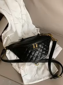 Túi đeo ngực đa năng phong cách mới Quà tặng Giáng sinh Túi đeo hông dày nhiều họa tiết Túi đeo vai phong cách Punk Túi đeo chéo cho nữ - màu đen - Xem 3