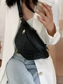 Túi đeo ngực đa năng phong cách mới Quà tặng Giáng sinh Túi đeo hông dày nhiều họa tiết Túi đeo vai phong cách Punk Túi đeo chéo cho nữ - màu đen - Xem 4