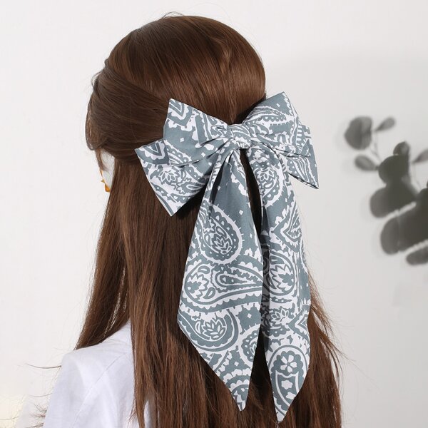 

Paisley Print Bow Decor Hair Clip, Multicolor