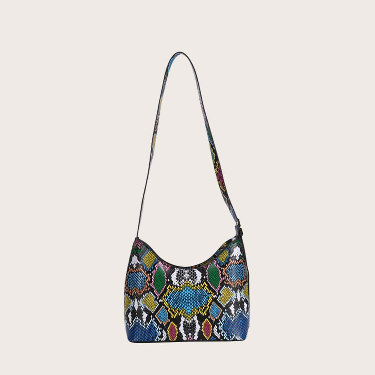 

Snakeskin Print Shoulder Bag, Multicolor
