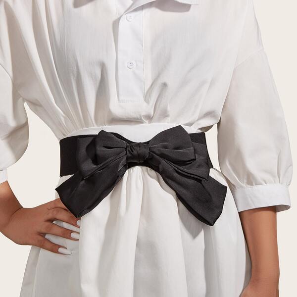 

Bow Front Wide Belt, Black