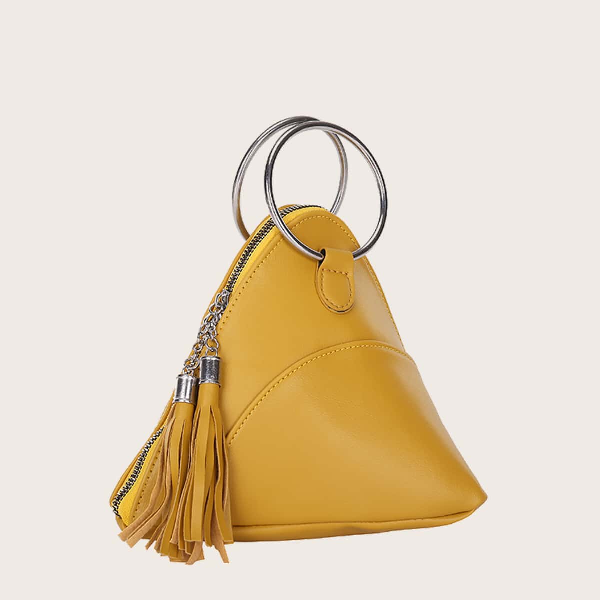 

Tassel Decor Ring Satchel Bag, Yellow