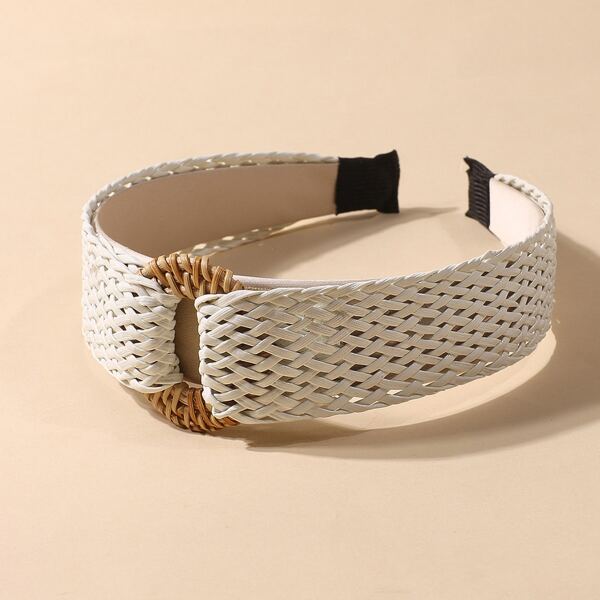 

Ring Decor Braided Headband, White