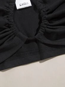 Franclia Áo hai dây Lộ Lưng Hội Chữ thập Cắt ra Xù màu trơn Gợi cảm - Nhiều màu - Xem 4