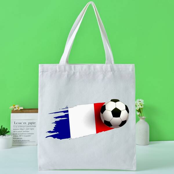 

Football Graphic Shopper Bag, White