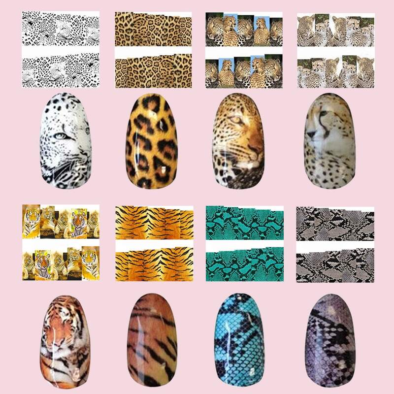 

8sheets Animal Pattern Nail Art Sticker, Multicolor