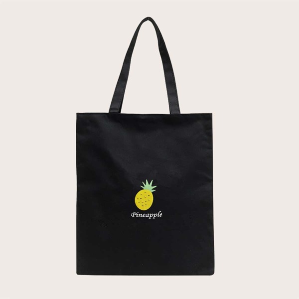 

Pineapple Pattern Tote Bag, Black