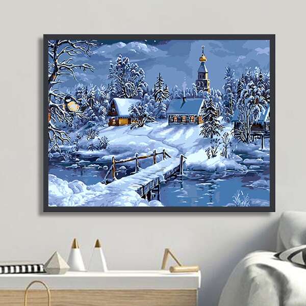 

Landscape Print DIY Diamond Unframed Painting, Multicolor