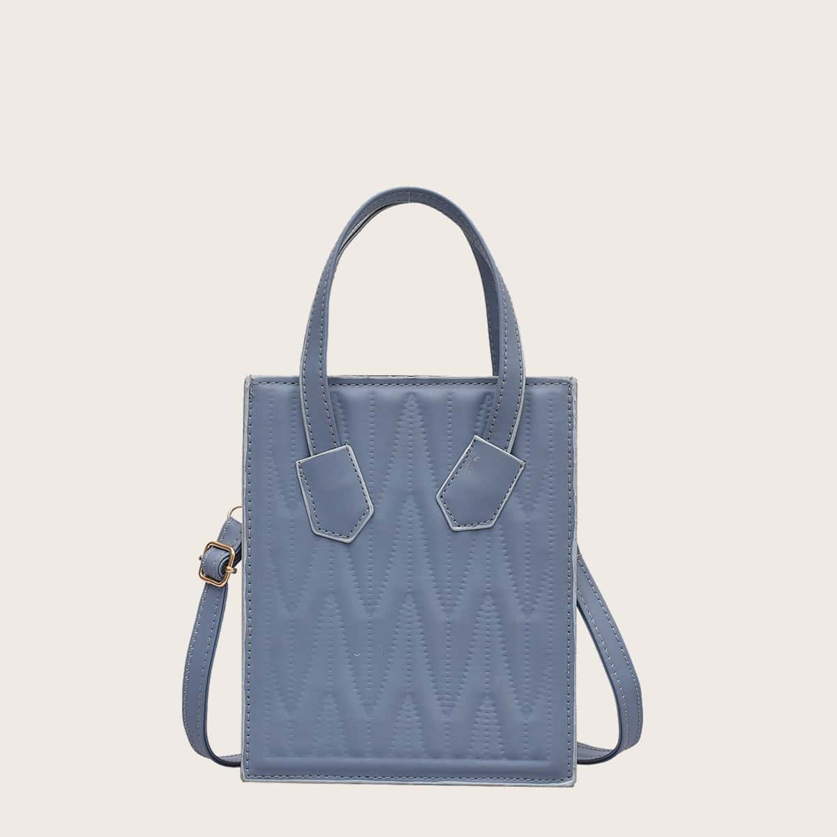 

Quilted Satchel Bag, Blue
