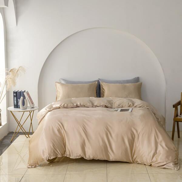 

Plain Satin Duvet Cover Sets Without Filler, Khaki
