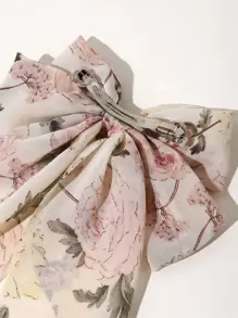 花朵印花蝴蝶结装饰发夹，可爱花朵发夹，情人节爪夹，发爪，发卡，学习用品，优雅，学院风，蝴蝶结，发饰，头部饰品，发夹 - 彩色 - 查看 3