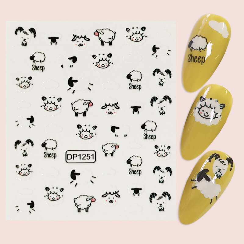 

1sheet Cartoon Sheep Nail Art Sticker, Multicolor
