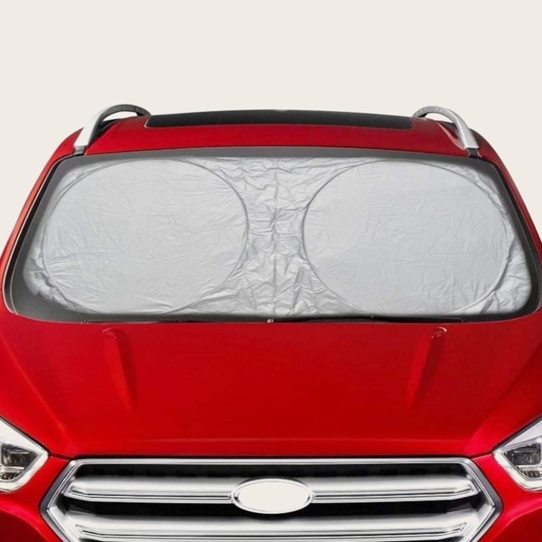 

Double Ring Car Windshield Sunshade, Silver