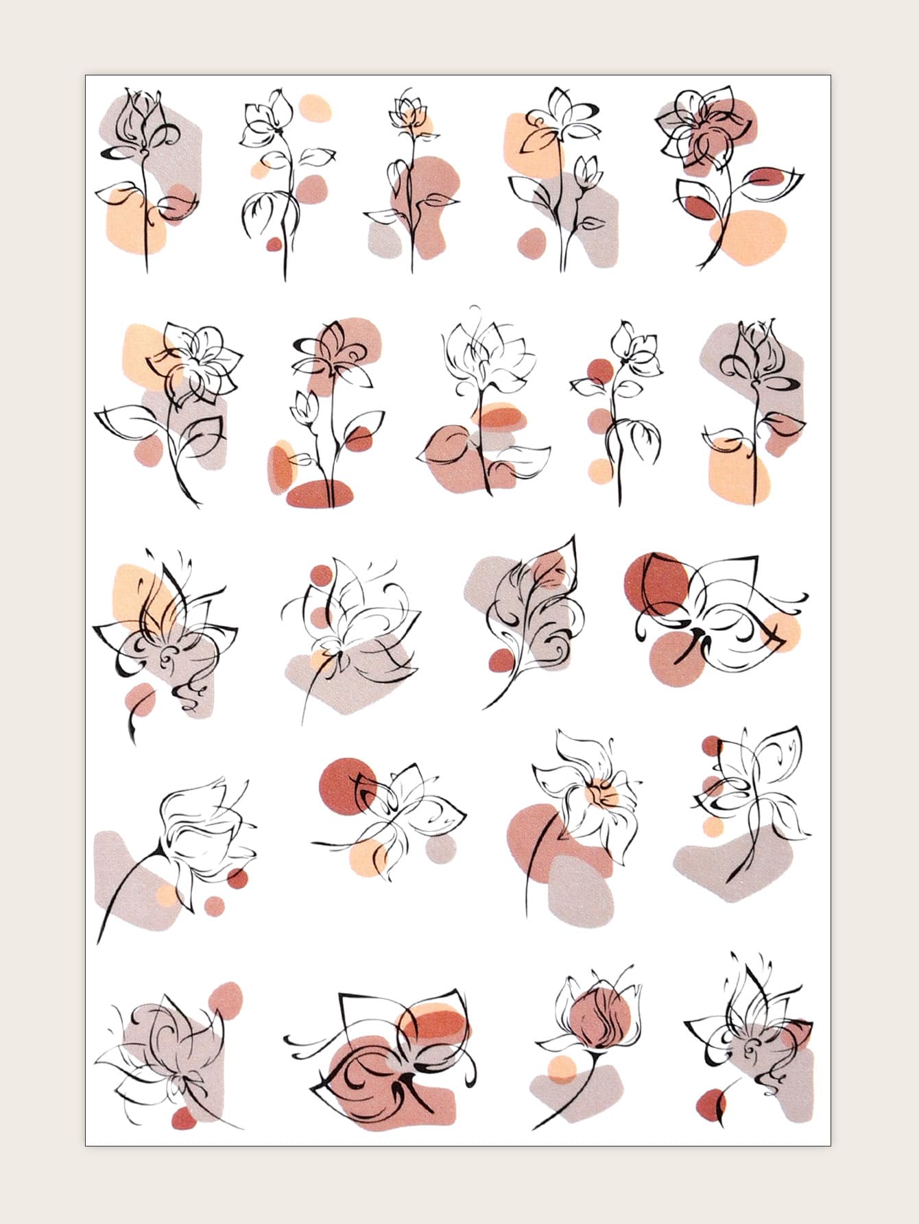 1 tờ giấy dán móng tay họa tiết hoa, decal dán móng tay tự làm. - Nhiều màu - Xem 1