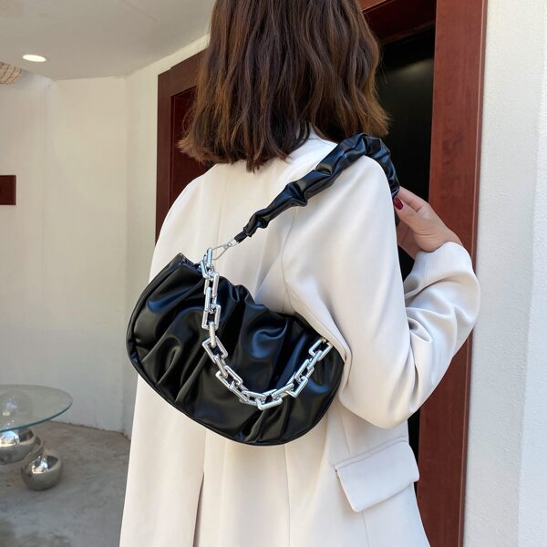 

Ruched Chain Bag, Black
