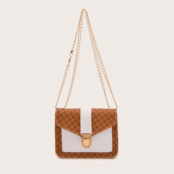

Geo Graphic Push Lock Shoulder Bag, Multicolor