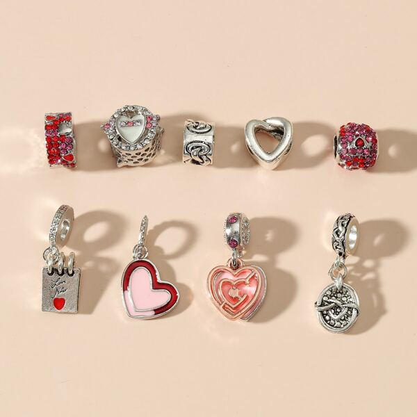 

9pcs Heart Design DIY Jewelry Accessory, Multicolor