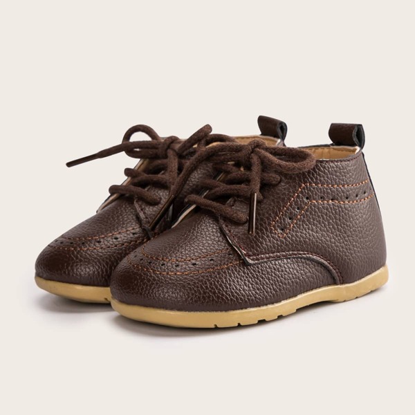 

Baby Boy Lace-up Front Boots, Coffee brown