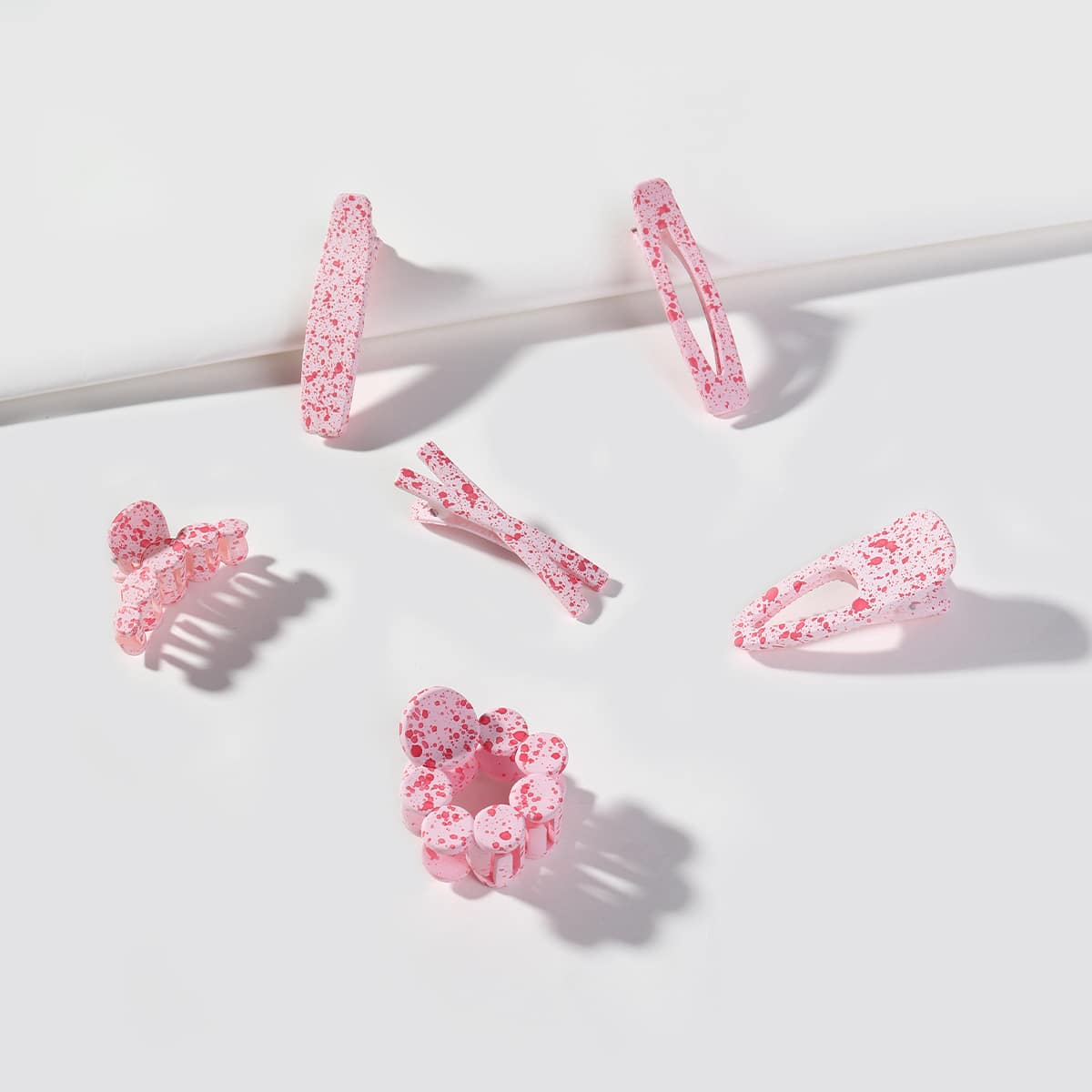 

6pcs Graphic Hair Accessory Set, Pink