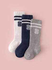 嬰兒3雙數字圖案襪子 - 彩色 - 查看 2