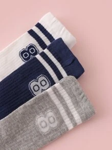 嬰兒3雙數字圖案襪子 - 彩色 - 查看 3