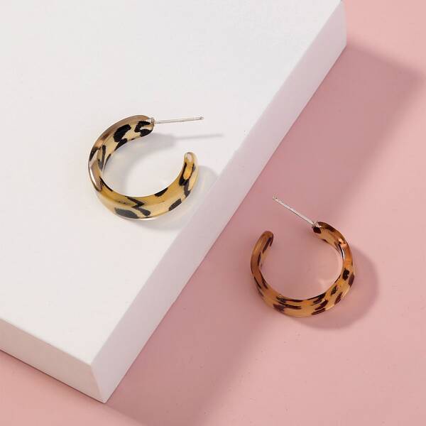

Leopard Print Open Hoop Earrings, Multicolor
