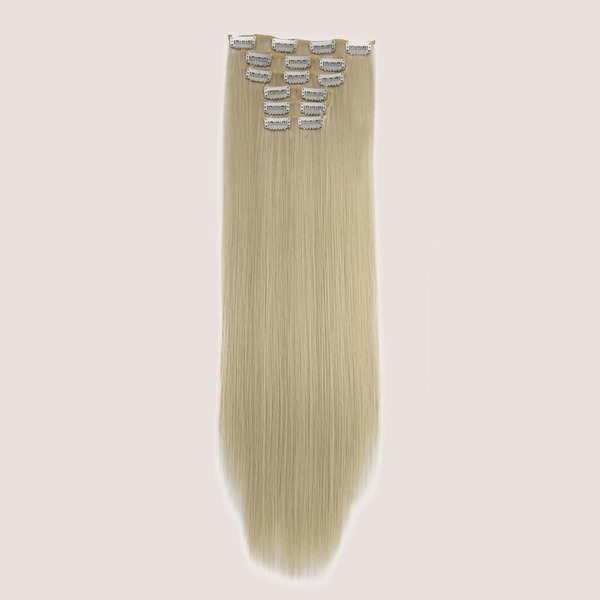 

16pcs Clip Long Straight Hairpiece, Grey