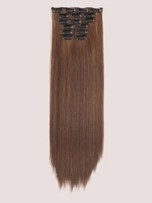 6 Cái/Bộ 16 Kẹp Tóc Nối Dài Màu Đen Tóc Thẳng Tự Nhiên Tóc Giả Thay Đổi Dần Dần Chịu Nhiệt Sợi Tóc Giả Kiểu Tóc Nữ - màu nâu - Xem 3