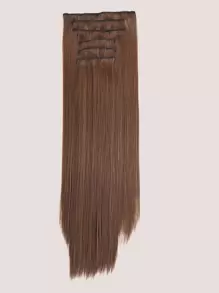 6 Cái/Bộ 16 Kẹp Tóc Nối Dài Màu Đen Tóc Thẳng Tự Nhiên Tóc Giả Thay Đổi Dần Dần Chịu Nhiệt Sợi Tóc Giả Kiểu Tóc Nữ - màu nâu - Xem 4