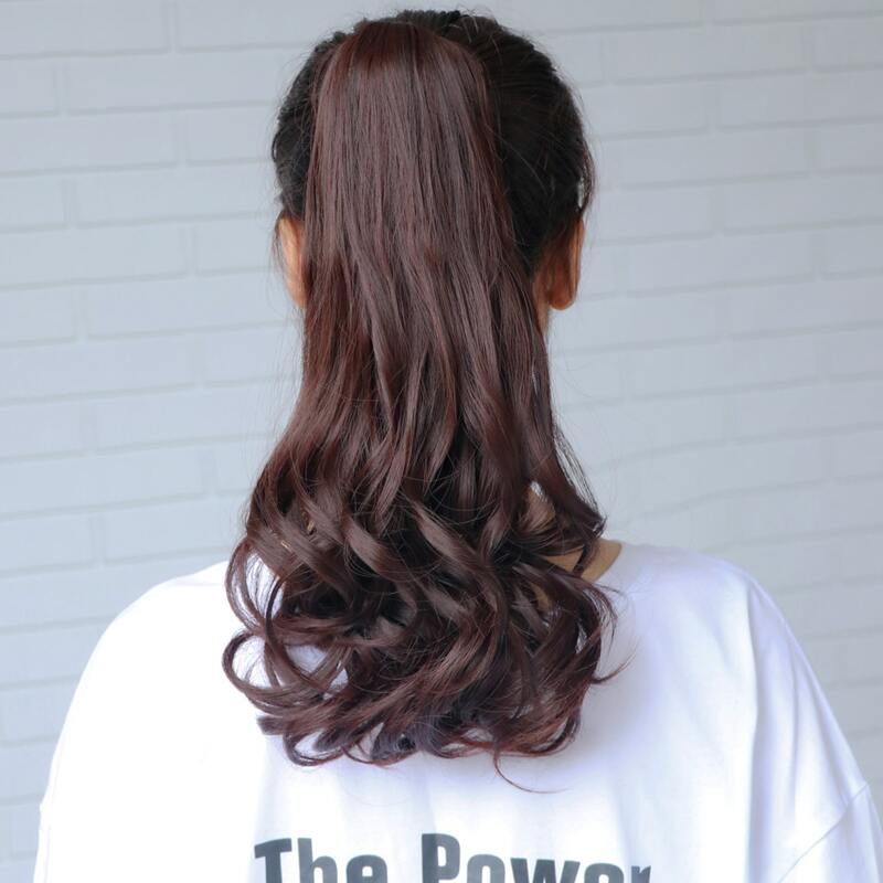 

1pc Long Curly Ponytail Hair, Brown