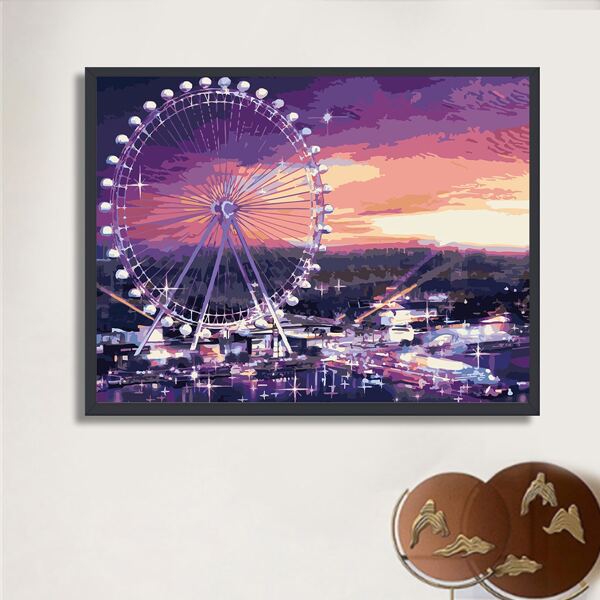 

Ferris Wheel Print DIY Diamond Unframed Painting, Multicolor