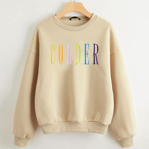 

Letter Graphic Drop Shoulder Sweatshirt, Apricot