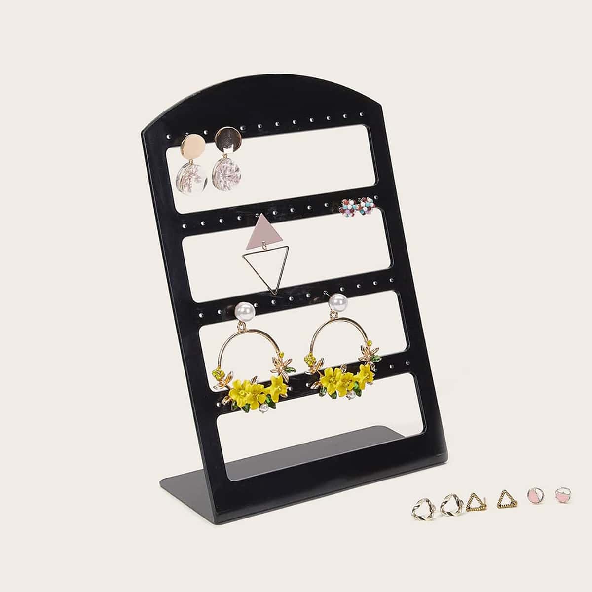 

1pc Earrings Storage Rack, Black
