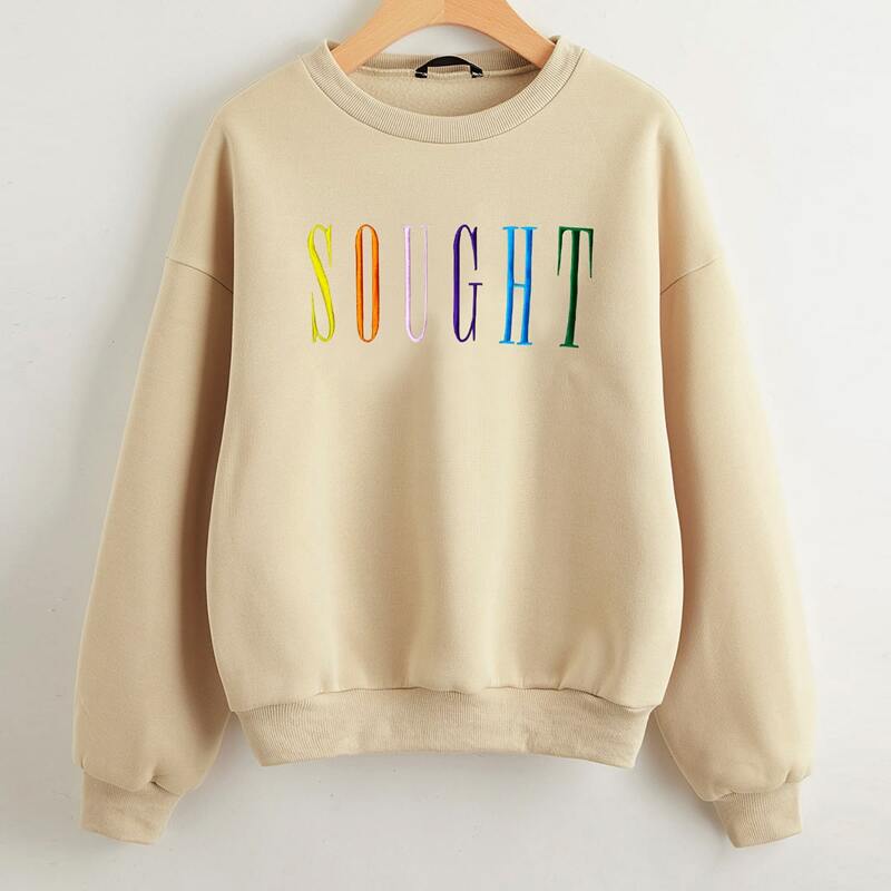 

Letter Graphic Drop Shoulder Sweatshirt, Apricot