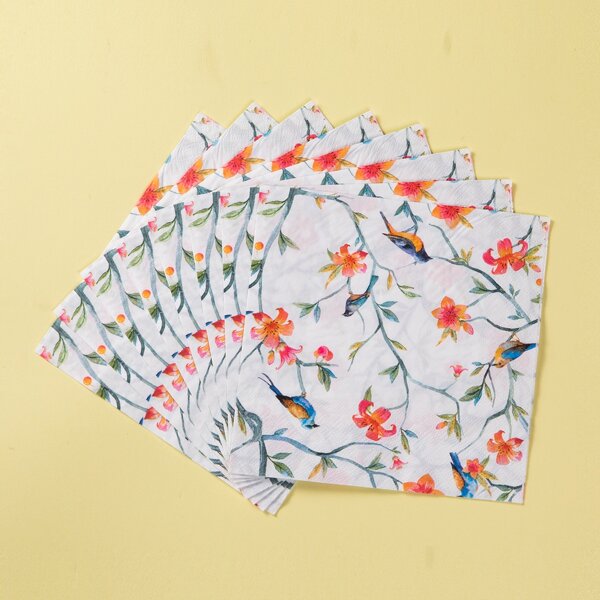 

20pcs Flower Print Disposable Napkin, Multicolor