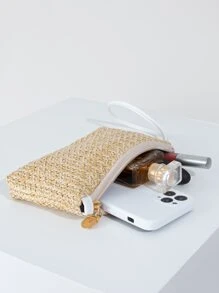 Mini Straw Clutch Bag - Apricot - View 4