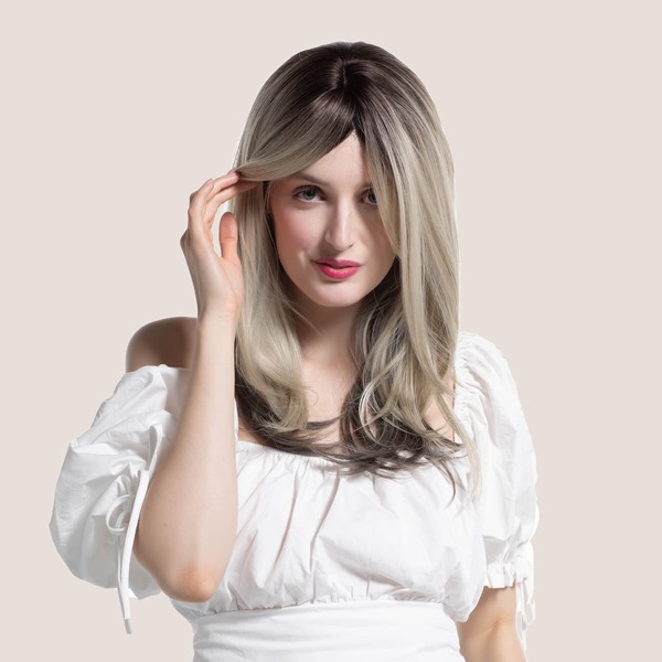 

Nature Straight Hair Wig With Bangs, Brown