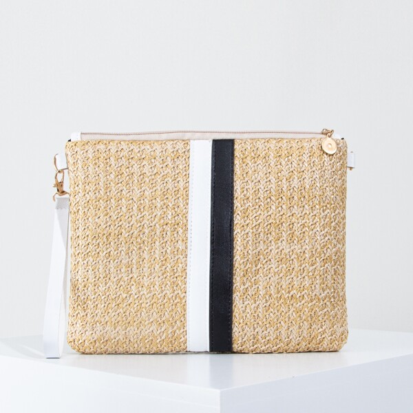 

Color Block Straw Bag, Apricot