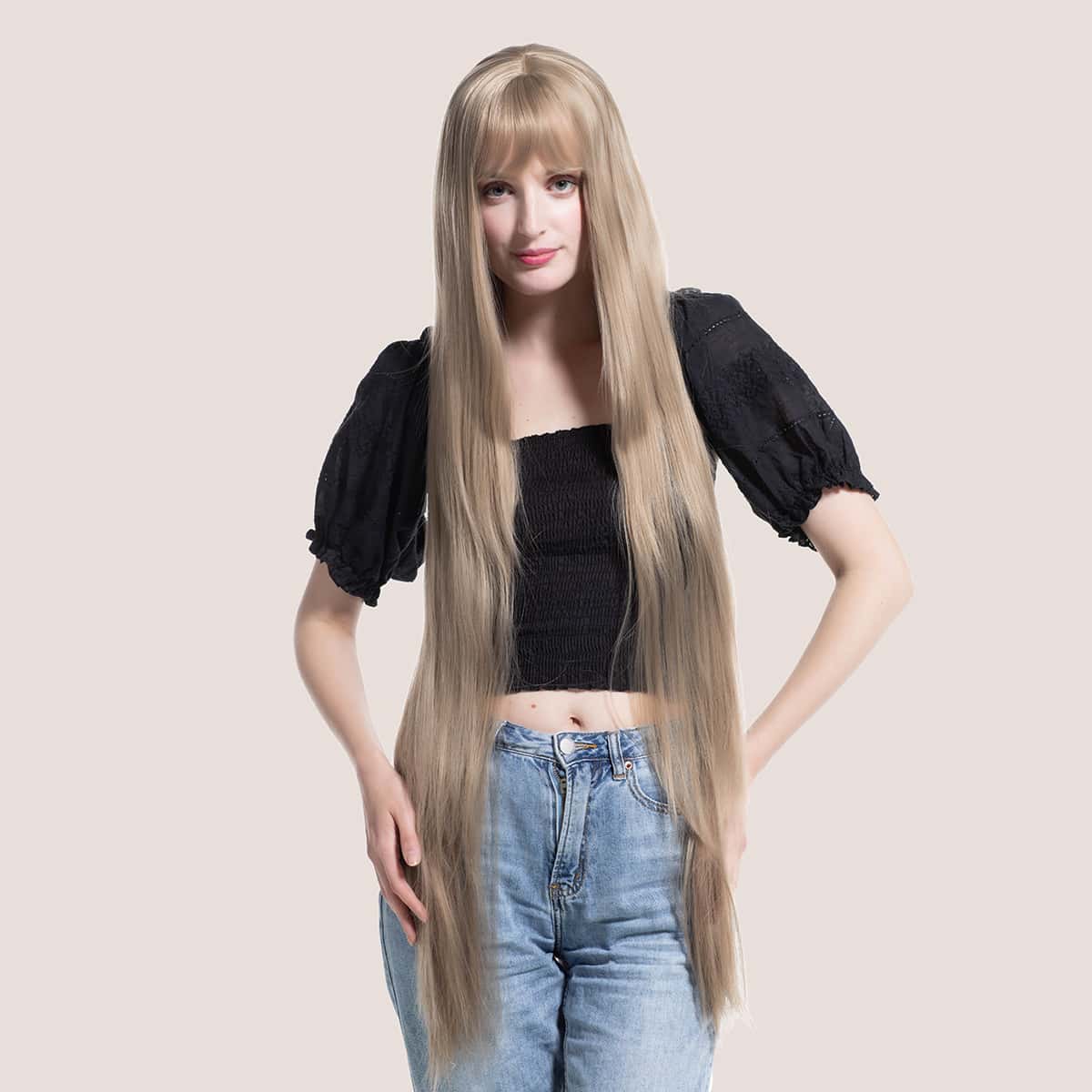 

Nature Long Straight Wig With Bangs, Grey