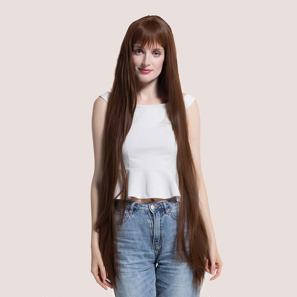 

Nature Long Straight Wig With Bangs, Brown