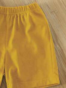 小男童素色連帽背心上衣帶短褲