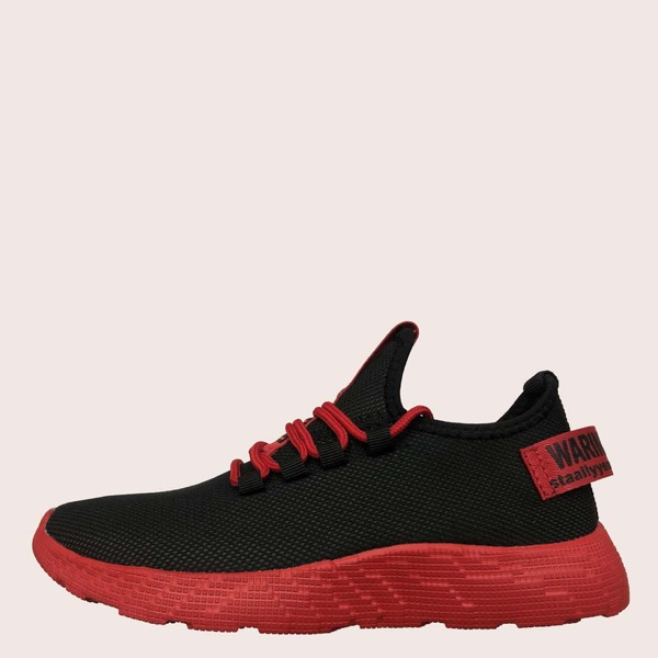 

Men Letter Graphic Lace Up Decor Running Shoes, Red